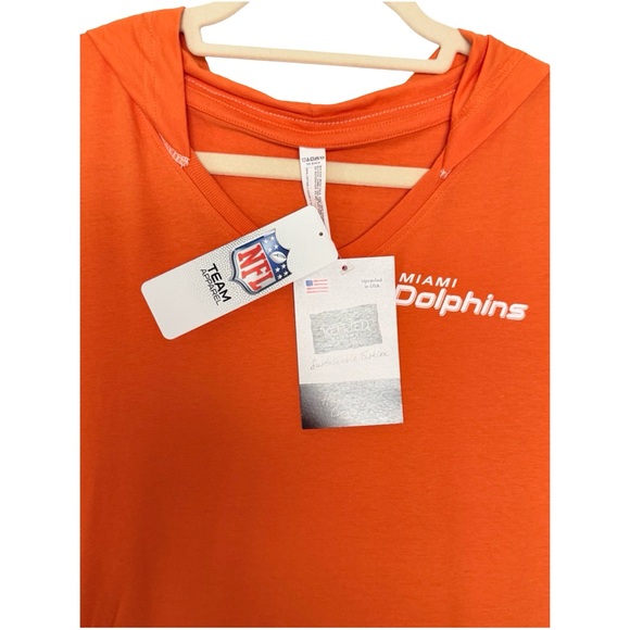 New Miami Dolphins Orange V-Neck Hoodie Dress Sz L NFL Licensed - Picture 4 of 5